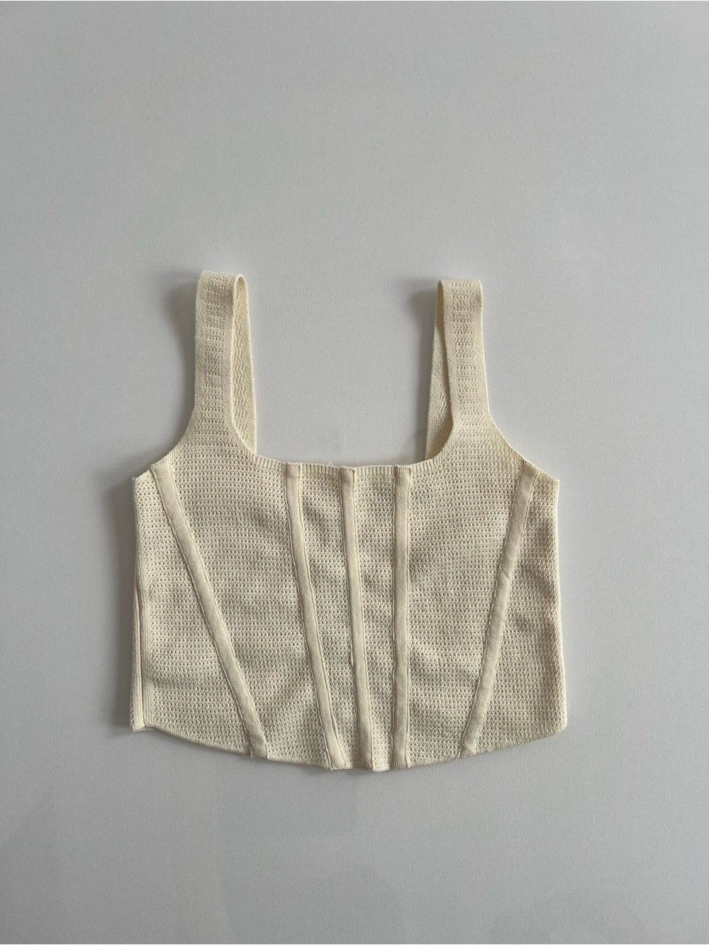 Cream Knit Corset Tank Top - Women